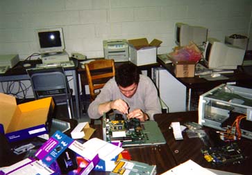 Prof. Jeremic working on	his node.